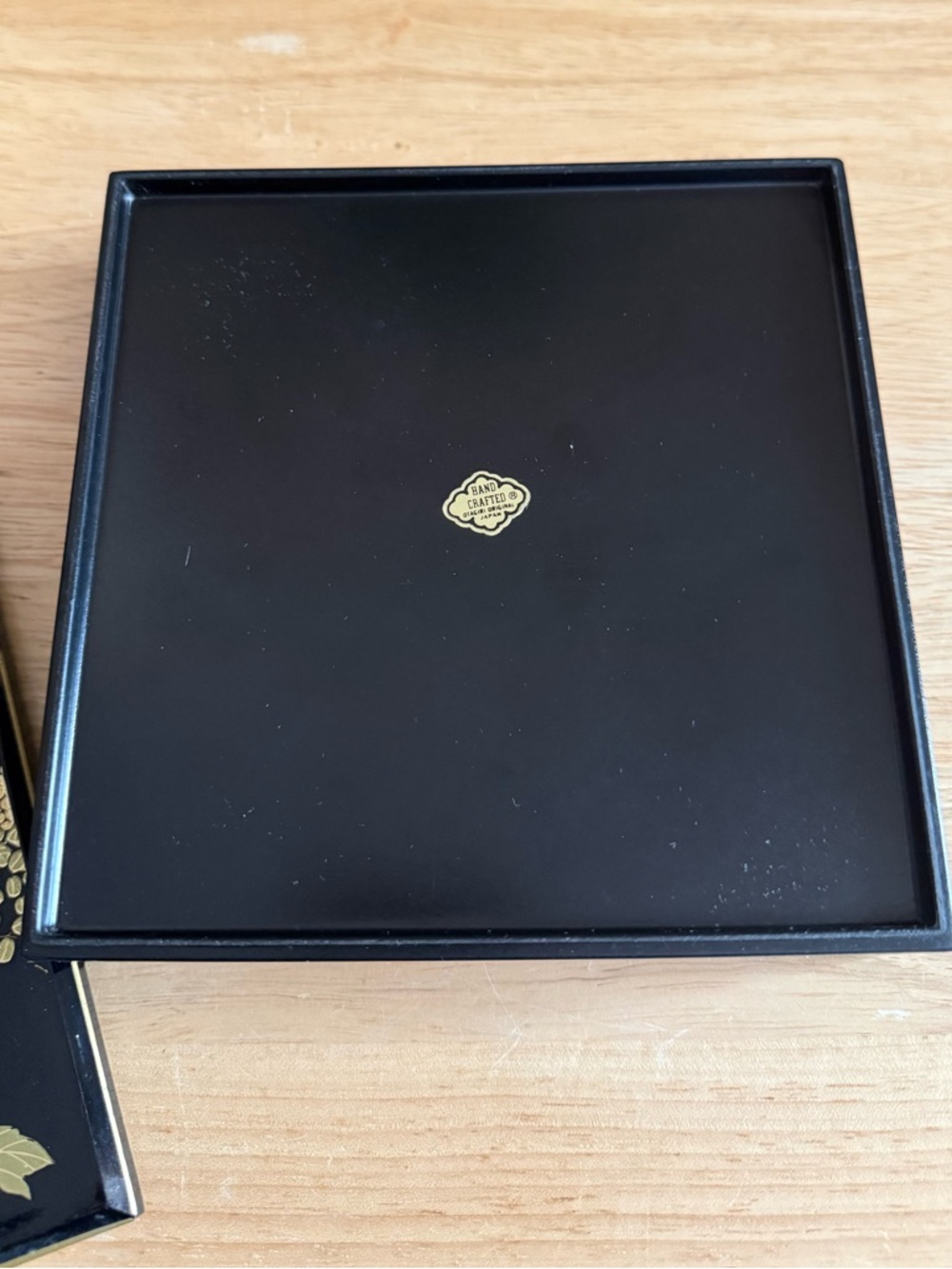 Vintage Otagiri Japan Black & Gold Lacquerware Peacock Peony Lidded Trinket Box - Picture 10 of 16